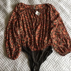 Free People Floral Bodysuit Sm